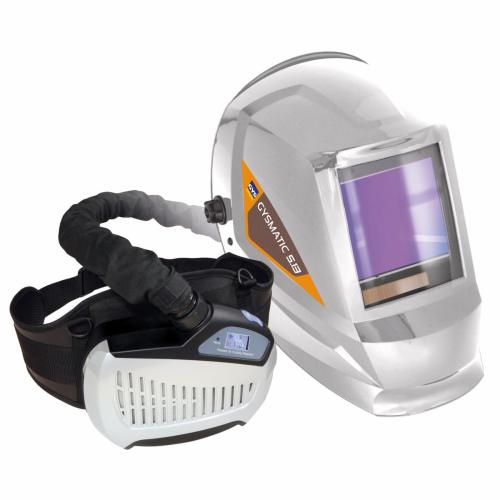 Image du masque de soudure GYSMATIC 5/13 AIR XXL, un masque de soudure haut de gamme doté d'un système de protection respiratoire à ventilation assistée pour une protection optimale des yeux et des voies respiratoires lors des travaux de soudage, de décou